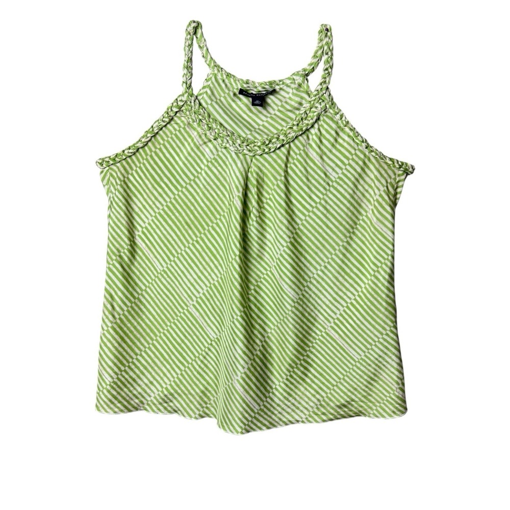 Banana Republic Silk Green & White Striped Halter Tank Top M Romantic Fairy 2